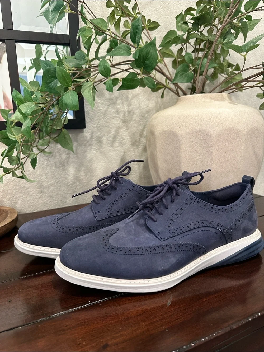 Cole Haan Navy Suede Brogue Derby Shoes NWOT